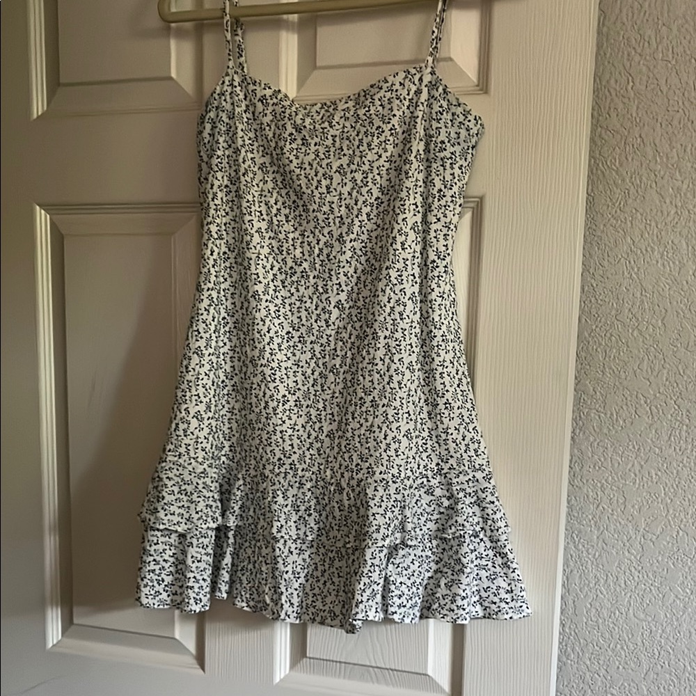 Princess Polly Navy and White Ruffled Tiered Mini Sundress